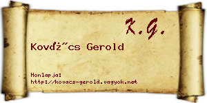 Kovács Gerold névjegykártya